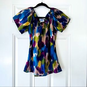 2/$15 - Vintage BFA Classics Colorful Blouse with Front Tie